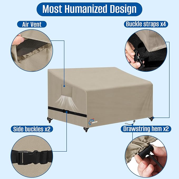 SIRUITON 2-Seat 78" W x 33" D x 32" H Garden Patio Sofa/Loveseat/Bench Cover, Heavy Duty 420D Oxford Waterproof Outdoor Sofa Cover, Lawn Patio Furniture Covers