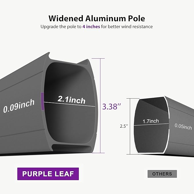 PURPLE LEAF 9' X 12' Sunbrella Cantilever Umbrella Outdoor Double Top Deluxe Rectangle Patio Offset Hanging Umbrella Outdoor for Garden Pool Backyard Cast Ash