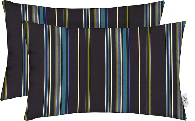 RSH Décor - Jumbo Lumbar Throw Pillows – Set of 2 | 26" x 16" | Indoor Outdoor Use – Patio, Lounge, Adirondack, Deck | Water & Fade-Resistant | Includes Down-Alternative Inserts | Stanton Lagoon