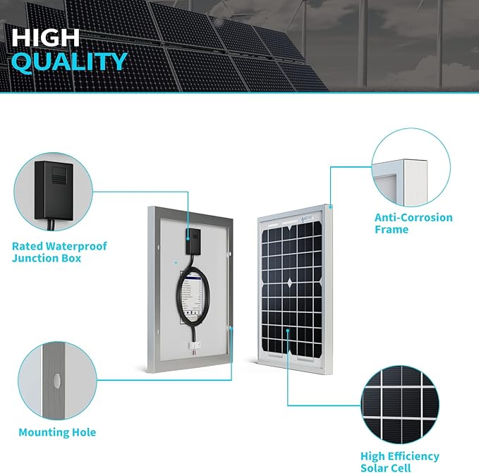 5W-Solar-Battery-Trickle-Charger-Maintainer 12V-Solar-Panel -Charger Waterproof Small Solar Panels for Car, Automotive, Motorcycle, Boat, Marine, RV,Trailer, Truck, etc.