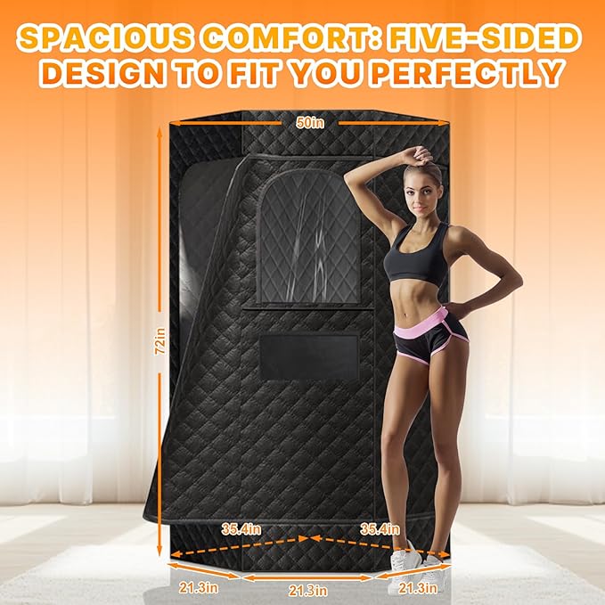Portable Red Light Sauna Box for Home Use,3L 1200W Steam Generator, XL Foldable Sauna Tent with Chair & Mat,Full Body Detox, Recovery & Relaxation Spa