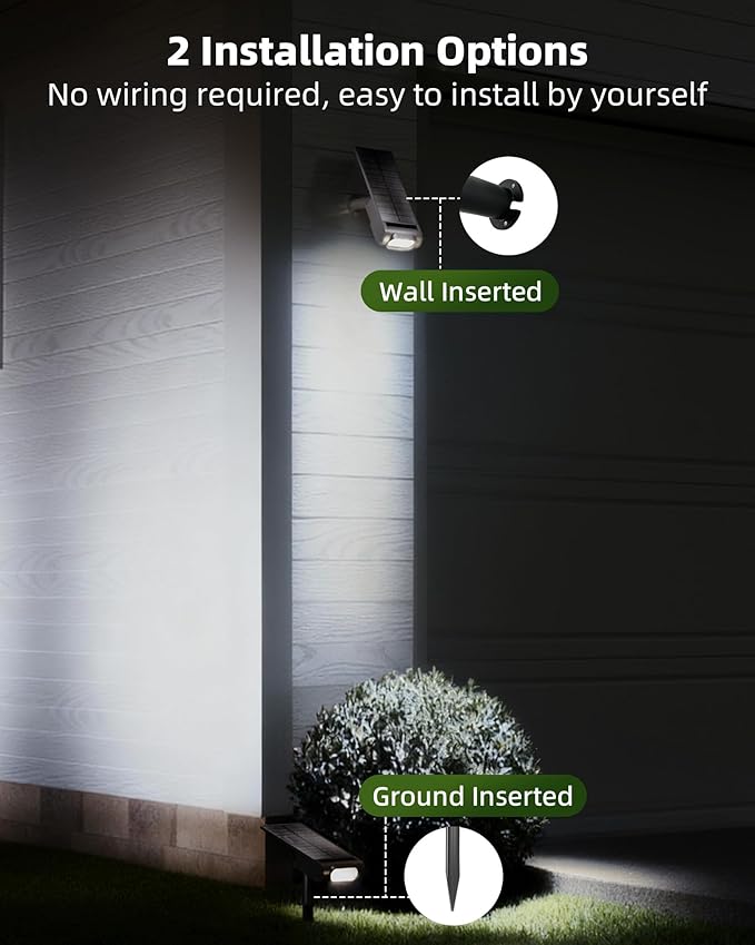 EZVALO Solar Spot Lights Outdoor Waterproof IP67, 3 Lighting Modes Landscape Spotlights, Efficient King-Size LEDs, Solar Powered for Garden Yard Pathway (6Pack, Cool White)