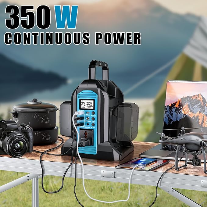 350W Power Inverter for Makita 18V Li-ion Battery, 20V to 110V Pure Sine Wave Inverter with LED Light, Power Station Car Adapter Compact&Lightweight for Cars, RVs, Camping, Outdoor Use(Tool Only)