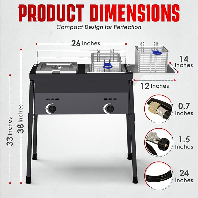 Dual Tank Propane Fryer - Commercial Grade, High-Capacity, with Safety Features - Ideal for Outdoor Catering and Events