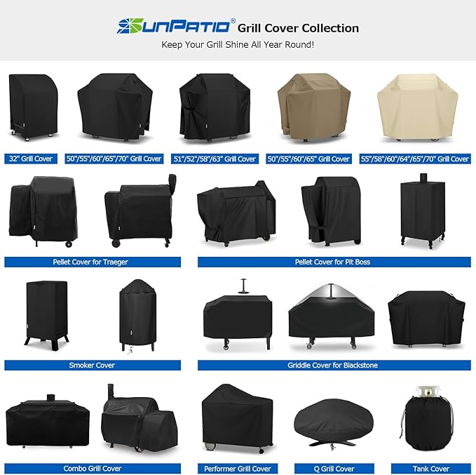 SunPatio Grill Cover 55 Inch for Outdoor Grill, Heavy Duty BBQ Cover with Waterproof Sealed Seam, FadeStop Material, All Weather Resistant Compatible for Weber CharBroil Nexgrill and More, Taupe