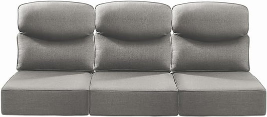 Luxury 22x24/22x25 6-Inch Smile Outdoor Sofa Cushions Set of 3 - Memory Foam Deep Seat Patio Furniture Cushion for Wicker Rocker Dining Chair Loveseat 3-Seater L-Shape Sectional Sofa - Grey