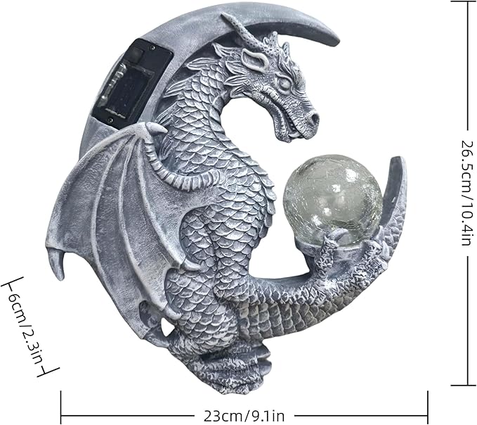 Dragon Tree Hugger Solar Magic Orb Garden Statue Dragon Solar LED Lights Decor Sun Moom for Your Patio Balcony Porch Yard for Mom Grandma