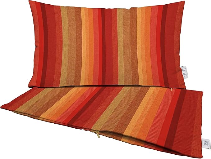 RSH DECOR: Sunbrella Pillow Covers Set of 2 | Covers Only - 20" x 12" | Outdoor Lumbar Pillow Covers Crafted with Sunbrella Performance Fabric | Astoria Sunset