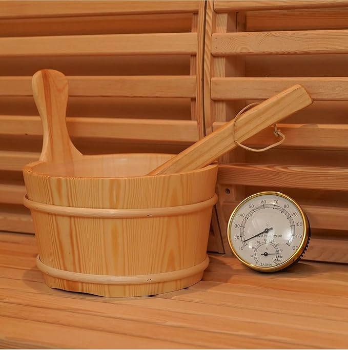 ZONEMEL Outdoor Steam Sauna for 2 Person, Canadian Red Cedar Sauna Room with 4.5KW Heater, 8mm Tempered Glass, Floor Kit, 220V (0-195 °F)
