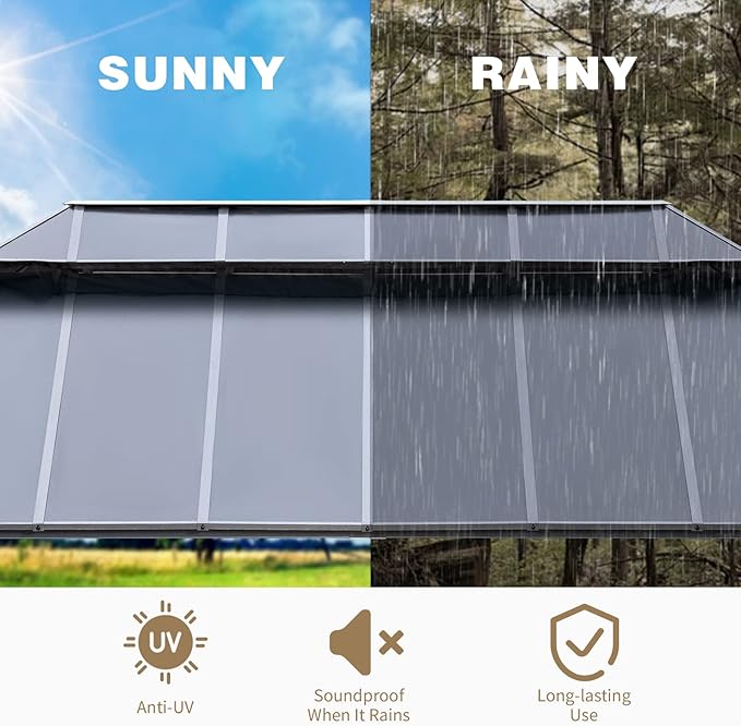 MELLCOM 12x20FT Hardtop Gazebo, Permanent Outdoor Aluminum Patio Gazebo with Aluminum Composite Double Roof for Patio Lawn and Garden, Curtains and Netting Included