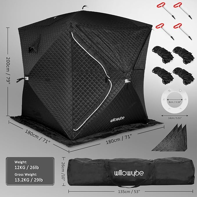 WILLOWYBE Portale Outdoor Sauna Set with Sauna Tent, Sauna Wood Stove, Cover Protection for Dry Sauna, Cooking for Family and Friends
