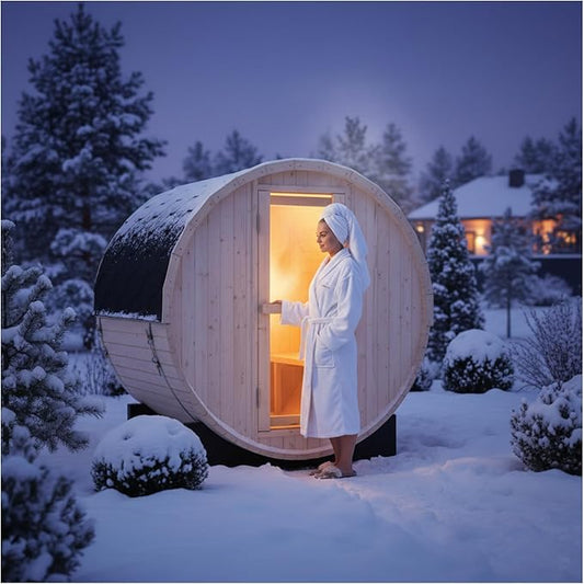 ZONEMEL Outdoor Barrel Steam Sauna, Canadian Pine Wood Sauna Room for 2 Person with 4.5KW ETL Certified TOULE Heater, Rocks, 8mm Tempered Glass, Waterproof System