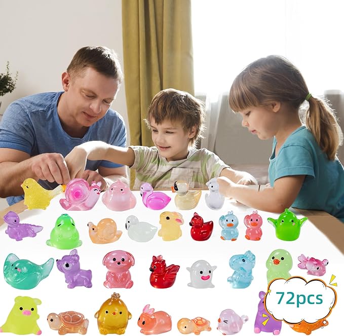 72 Styles Mini Resin Animals 72pcs Variety Tiny Animals Figures Miniature Little Small Figurines Bulk for Micro Fairy Garden Landscape Accessories Hide Decor Aquarium