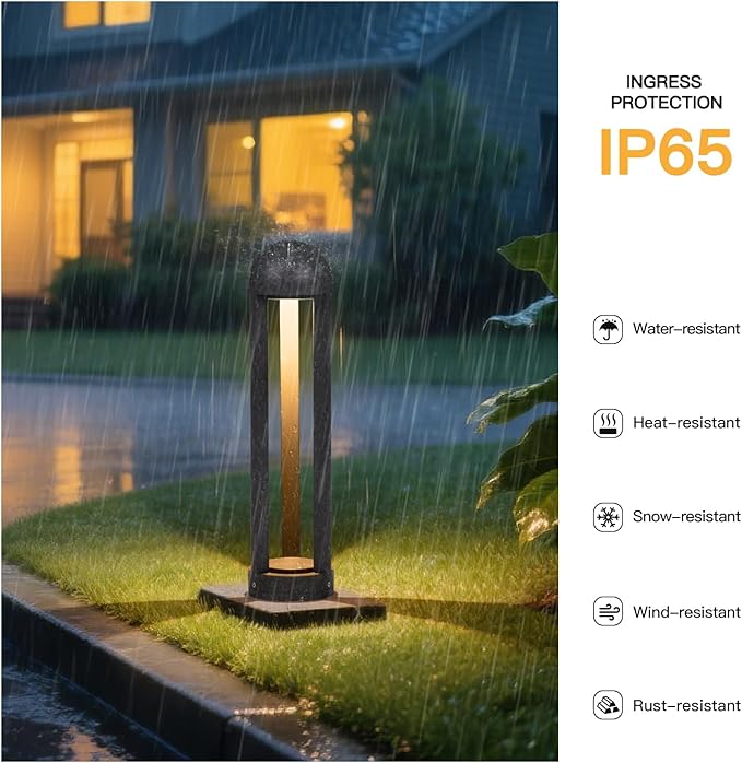 Pathway Lights, 23.6" AC 100-240V Wired Bollard Lights Outdoor, IP65 Waterproof Path Light, 3000K LED Bollard Light, Modern Commercial Landscape Lighting for Driveway Walkway Sidewalk Garden Lawn