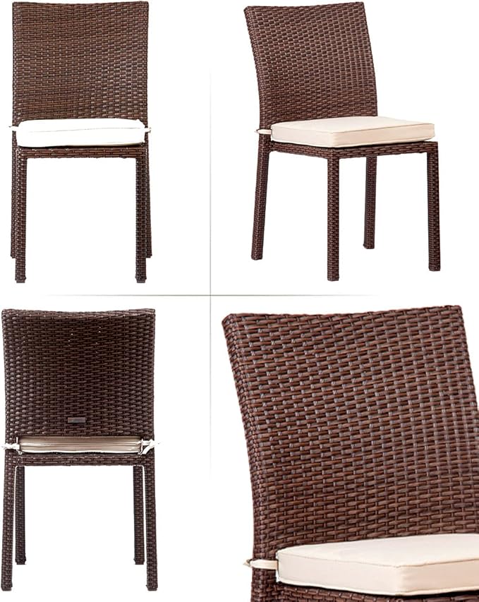 Amazonia Jefferson 9-Piece Patio Extendable Dining Table Set | Brown Wicker Chairs with Cushion | Ideal for Outdoors and Indoors