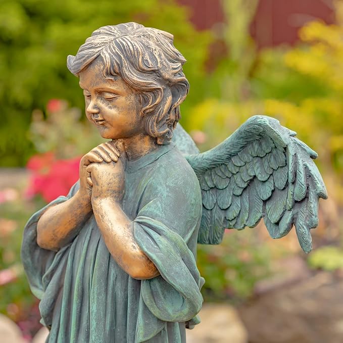 Zaer Ltd. 39" Tall Magnesium Angel Statue Figurines for Outdoor and Indoor Use (Praying Taylor, Aged Bronze)