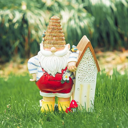 Topadorn 11" Resin Gnome Statue - Outdoor Decorative Garden Gnome Sculpture for Home, Yard, and Patio Decor
