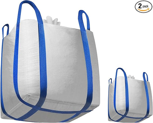 2 Packs FIBC Bulk Bags,Holds up to 4400 lbs Construction Bags Heavy Duty,210-Gallon Woven Polypropylene Dumpster Bag for Industry Agriculture and Construction,Sealable Top