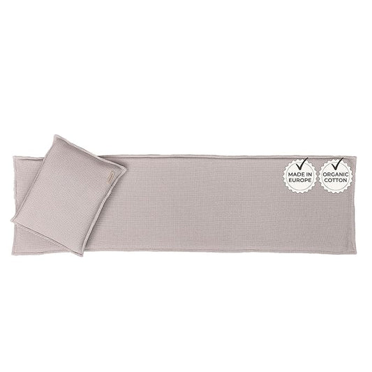 SAUNASOFA™ Sauna Mat & Pillow Set – 3 seater sauna seat cushion and pillow for indoor and outdoor infrared or finnish sauna – luxury sauna gift in taupe