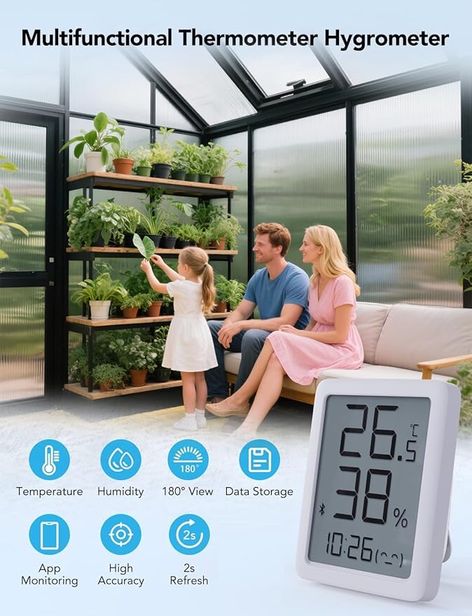 6x4FT Outdoor Greenhouse, Polycarbonate Green House, Small Walk-in Greenhouse with Vented Roof Window, Windproof Aluminum Frame with Hygrometer , Suitable for Gardening