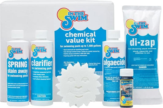 In The Swim Basic Swimming Pool Chemical Value Kit – for Above Ground and In-Ground Pools – Treats Up to 7,500 Gallons