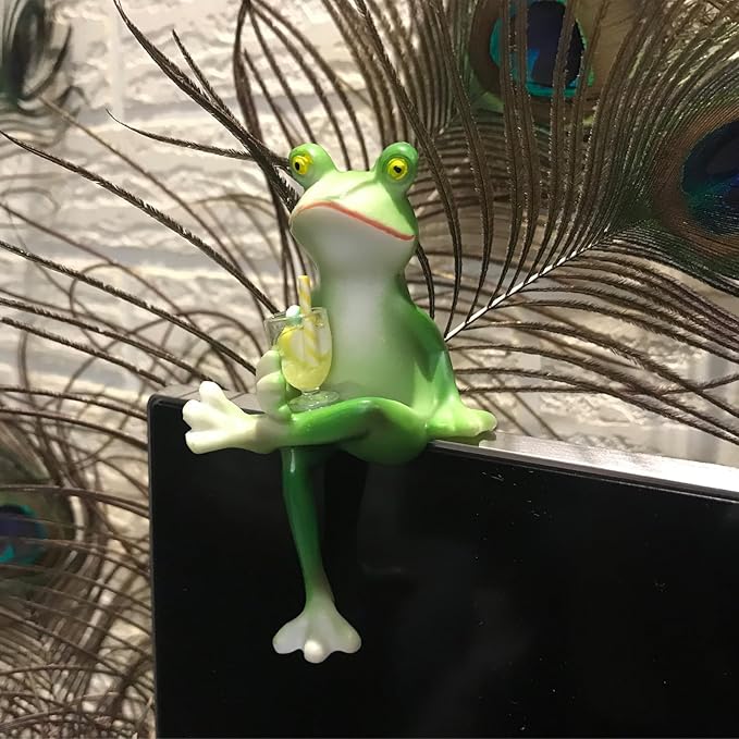 3 Pack Miniature Frog Figurines Decor Cute Resin Frog Statue Sculpture Garden Planter Pots Indoor Outdoor Patio Balcony Home Desk Lie Sit Stand