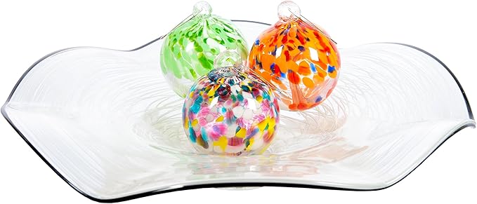 Dale Tiffany Hand Blown Glass, 4" Diameter Spring, Tree of Life Collection, Witch Globe Hanging Garden Indoor/Outdoor Decorative Ornament Gazing Ball