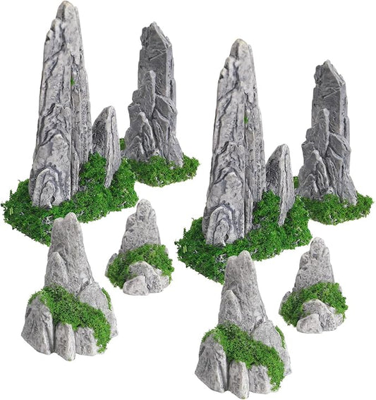 Gatuida 8Pcs Miniature Rockery Decorative Resin Rockery Statues for Micro Landscape