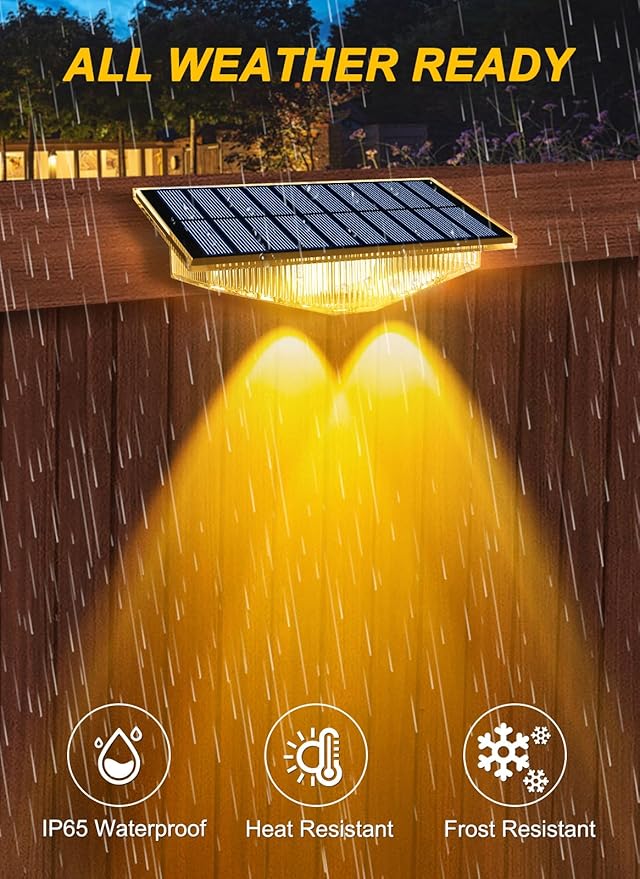 Solar Fence Lights Outdoor - 3000K/4000K/6000K 3 Color Modes, IP65 Waterproof Fence Lights Solar Powered Outdoor, Solar Powered Wall Light for Outside Porch Step Wall Stair Patio Yard (12 Pack)