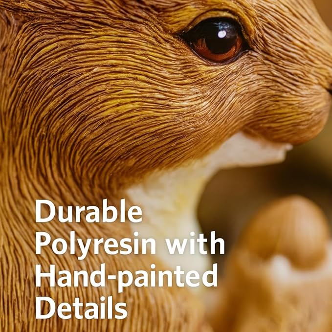 Garden Decor Polyresin Squirrel Statue with Acorn Statue - Charming Outdoor Decoration Ornament for Patio, Lawn, or Yard - Ideal for Garden Decor Enthusiasts and Nature Lovers