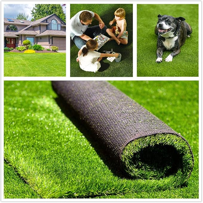 Artificial Grass Turf 5FTX32FT, 1.38" Pile Height Realistic Synthetic Grass, Indoor Outdoor Pet Faux Grass Astro Rug Carpet for Garden Backyard Patio Balcony