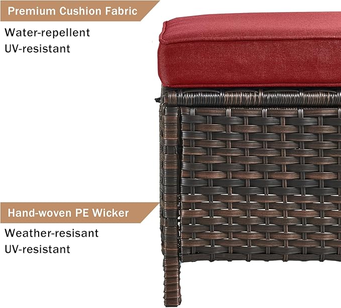 HUMMUH Patio Furniture 6 Pieces Outdoor Furniture Set PE Wicker Sofa with Swivel Rocking Chairs,Ottomans,Coffee Table