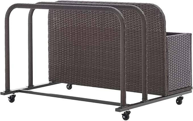 Barton Rolling Toy Caddy All-Wicker Outdoor Patio Furniture Organizer Wicker Box Float Deck Rolling Holder Bench