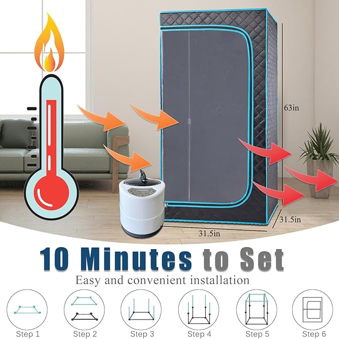 Portable Steam Sauna, Full Size Collapsible Sauna Tent for Home Spa, 2.5L,1500W Steamer with Remote Control,Christmas Birthday Gift for Family