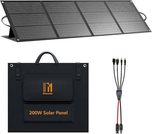 200 Watt Portable Folding Solar Panels IP68 Waterproof ETFE Coating 24V MC4 Output for Power Stations Solar Generator Camping Off-Grid RV Emergency Backup Hurricane