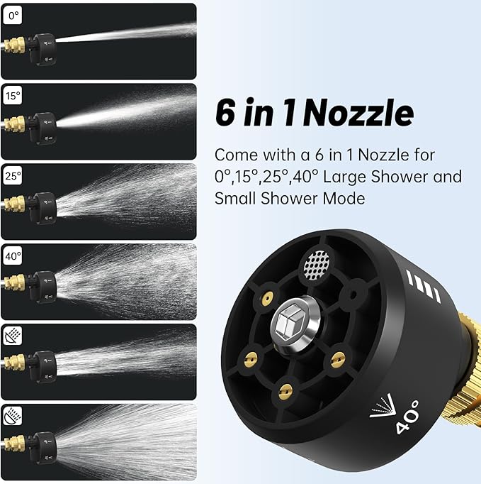 Housiwill Cordless Pressure Washer, Portable Battery Pressure Washer, 6-in-1 Nozzle Portable Cordless Power Washer Handheld for Car Floor Patio Cleaning.