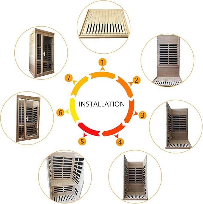 1-2 Person Infrared Sauna, Hemlock Wood Low EMF Far Infrared Saunas for Home, 1350watt Indoor Personal Sauna Room Box with APP Control, Glass Door, Blue-Tooth, LCD, LED Reading Light