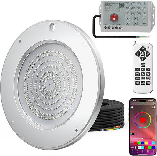 Venste 10 Inch Multicolor Smart Pool Light with 50 Foot Cord for Swimming Pool