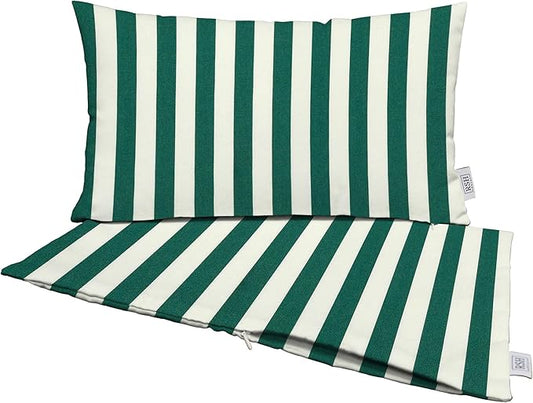 RSH DECOR: Sunbrella Pillow Covers Set of 2 | Covers Only - 20" x 12" | Outdoor Lumbar Pillow Covers Crafted with Sunbrella Performance Fabric | Mason Forest Green