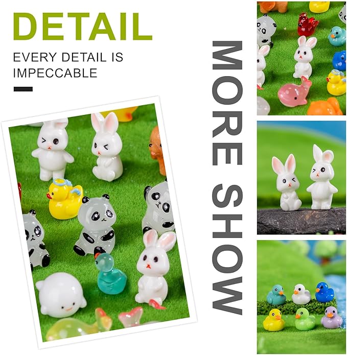 50 Pcs Mini Resin Animals Figures - Land & Sea Creatures Set for Fairy Garden Decor, Miniature Landscape Ornaments Collection