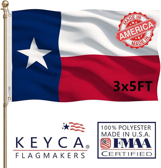 Texas State Flag 3x5 FT Made in The USA- Heavy Duty Vibrant Colours Double Sided Texas TX Flag with 2 Brass Grommets for Home/Company/Indoor Outdoor Decoration