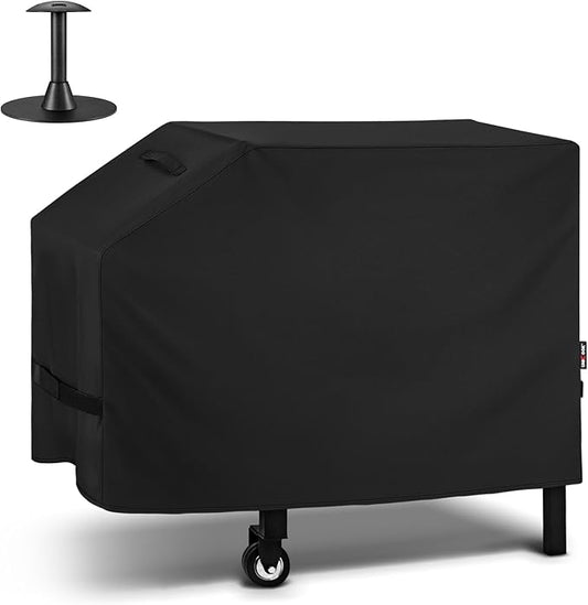 Unicook 28 Inch Griddle Cover for Blackstone and Nexgrill Cooking Station, Heavy Duty Waterproof Flat Top BBQ Grill Cover with Sealed Seam, Includes Support Pole, Black