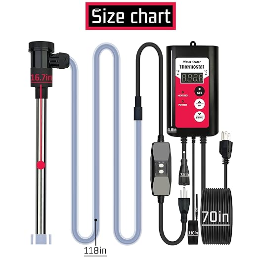 1800W Immersion Electric Submersible Water Heater with Temp Control & GFCI – Portable Heater for Hot Tub, Swimming Pool, Above-Ground Pool, Inflatable Pool, Baptistry, baptismal Pool & spa