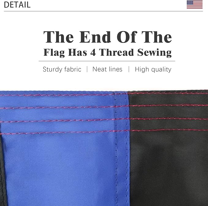 Embroidered Blue Line American Flag for Outside 3x5 Polyester Fiber American Flag Blue Line Bright Color with Durable Canvas Header and 2 Non Fading Brass Grommets