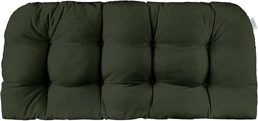 RSH DECOR: Sunbrella Play Tufted Wicker Loveseat Cushion | 44" x 22" | Outdoor Settee Cushion for Patio Furniture | Crafted with Sunbrella Performance Fabric| Play Jungle