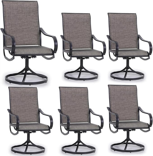 MFSTUDIO Outdoor Swivel Patio Chairs Set of 6, Patio Dining Chairs with Breathable Textilene Fabric & Metal Frame, Weather-Resistant Outdoor Furniture Chairs for Deck, Backyard, Lawn,Garden