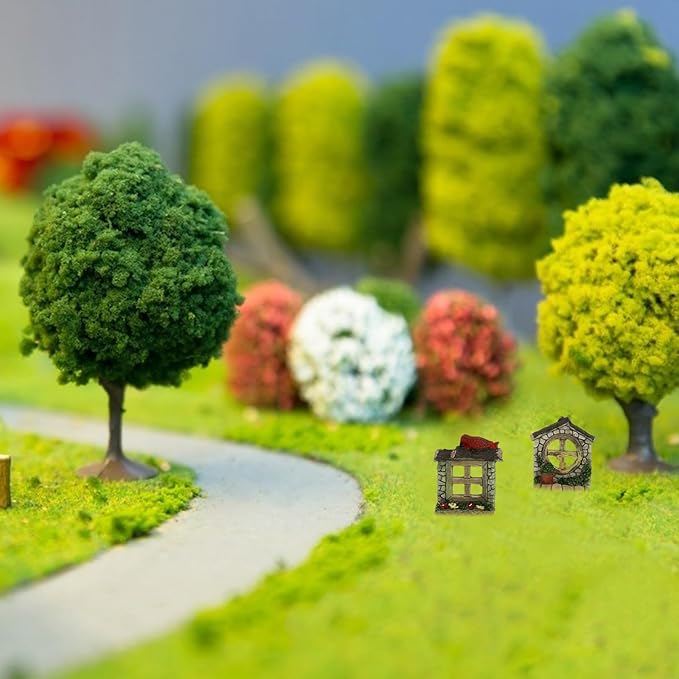 DOITOOL 2Pcs Miniature Fairy Garden Window,Artificial Window Ornament Miniature Fairy Doors Gnome Home Decoration,Resin Landscape Yard Art Garden Sculpture Fish Tank Decoration