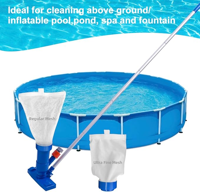 Sepetrel Upgraded Swimming Pool Spa Jet Vacuum Cleaner with Brush & 56" Pole,for Above Ground/Inflatable Pool,Hot Tub,Pond, Spa, Lake and Fountain