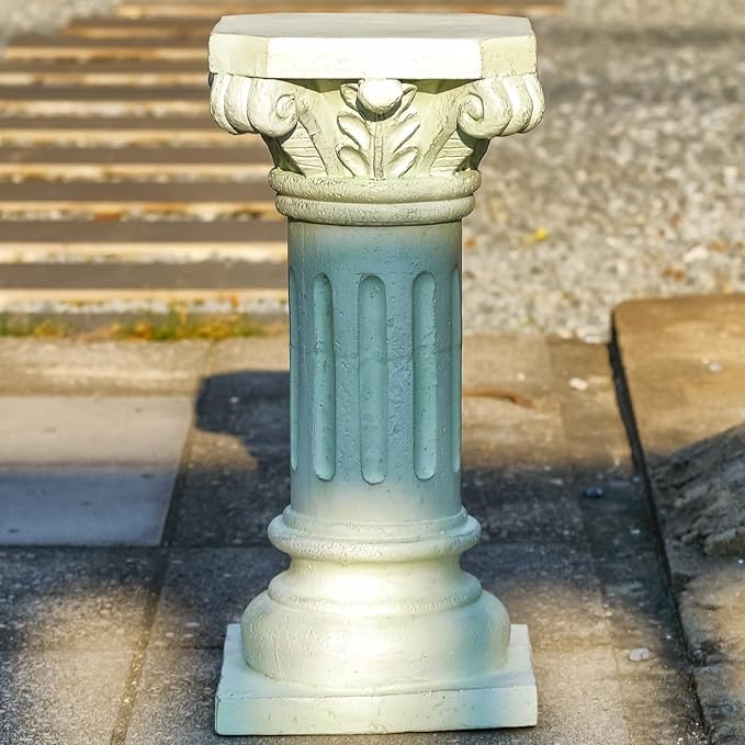 26" Tall Roman Column Pedestal Stand - Heavy Duty Magnesium Oxide Garden Pedestal for Statues, Weatherproof Outdoor Pillar for Sculptures – Sturdiness Plinth Base Statue Riser