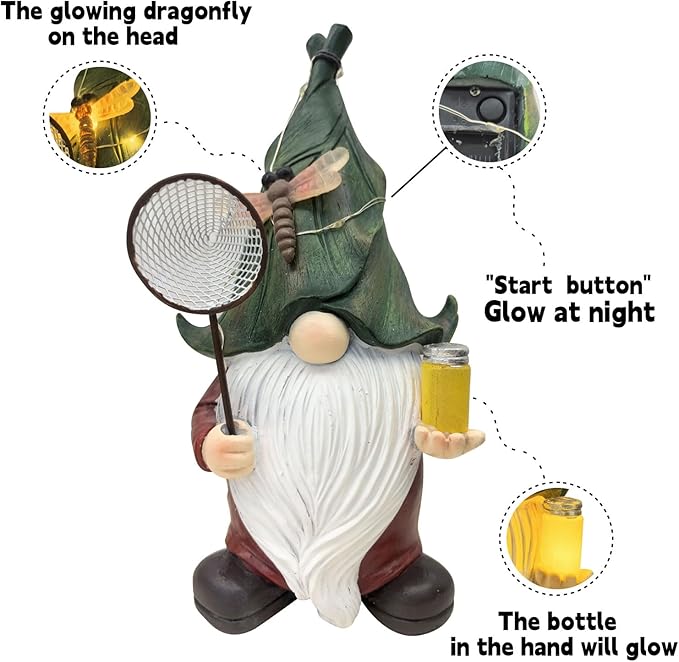 Garden Gnomes Outdoor Decor – Bug Catcher Garden Statue for Lawn, Balcony, Yard – Garden Ornaments – Fun Birthday Gift for Lover, Mom, Grandma – Ideal Holiday Present